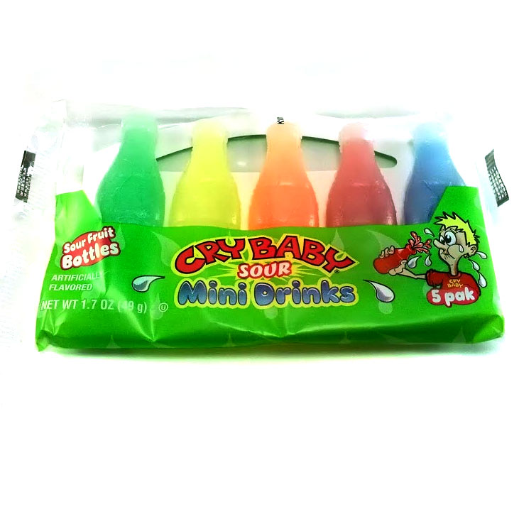 Cry Baby Sour Mini Drinks Wax Bottle 5 Pack Nostalgic Candy